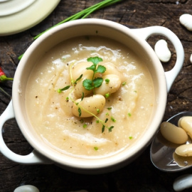 Crema de alubias blancas y puerro.