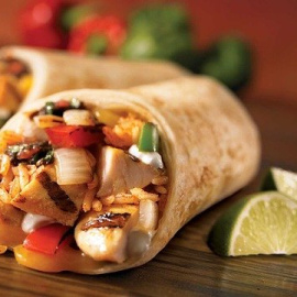 Burrito de pollo y verduras. 