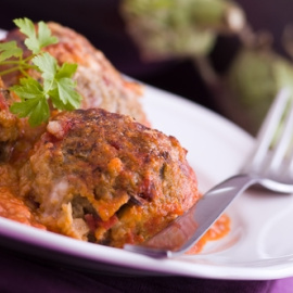 Receta de albóndigas de berenjena. 
