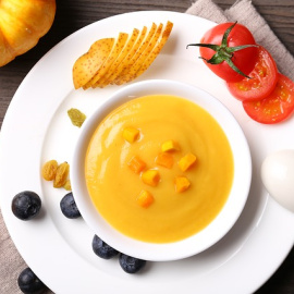 Puré de patatas, zanahoria y calabaza. 