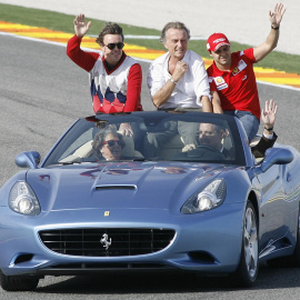 Rita Barberá, en una imagen de archivo, con Francisco Camps, Fernando Alonso y Felipe Massa en el circuito de Valencia, Ricardo Tormo / EFE