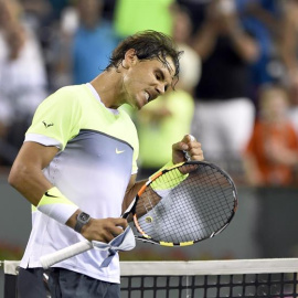 Nadal celebra su victoria ante el holandés Sijsling. /EFE