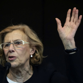 La exjuez Manuela Carmena ha presentado  su proyecto con el que aspira a obtener en primarias la candidatura por Ahora Madrid al Ayuntamiento. EFE/Emilio Naranjo