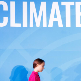 La activista sueca Greta Thunberg, antes de su intervención la Asamblea General de las Naciones Unidas en Nueva York. EFE/Justin Lane