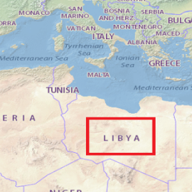  Mapa de la situación geográfica de Libia respecto a Turquía