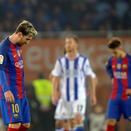 Leo Messi al finalizar el partido.- REUTERS