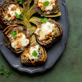 Alcachofas con bechamel. 