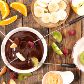 Fondue de chocolate y frutas. 