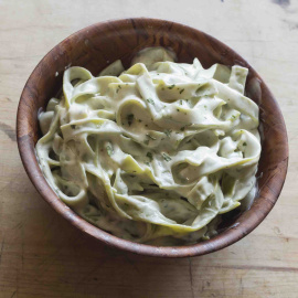 Fettuccine con espinacas. 