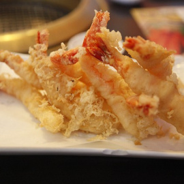 Gambas en tempura. 