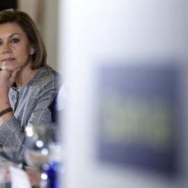 Maria Dolores de Cospedal durante su intervención en un desayuno informativo en Cuenca. EFE