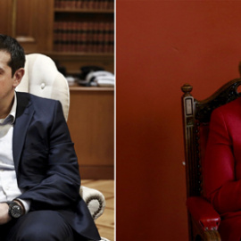 El primer ministro heleno, Alexis Tsipras, y la canciller alemana Angela Merkel. REUTERS