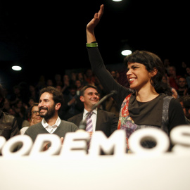 La líder andaluza y candidata de Podemos, Teresa Rodriguez, celebra los resultados de su formación en las elecciones del 22-M. REUTERS/Jon Nazca