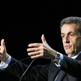 El expresidente francés Nicolas Sarkozy en un mitin en el departamento de Essonne. - REUTERS