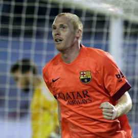 Mathieu celebra su gol al Celta. EFE/Lavandeira jr