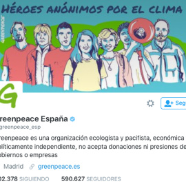 Perfil en Twitter de GreenPeace España.