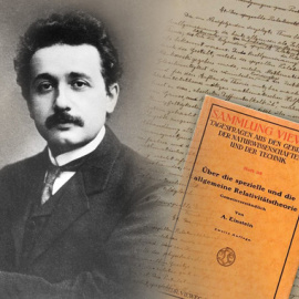 En noviembre de 1915, Albert Einstein (1879-1955) dio a conocer su teoría de la relatividad general, resultado de años de intenso trabajo. / American Institute of Physics.