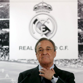 Florentino Pérez, durante su comparecencia en el Bernabéu. REUTERS/Juan Medina