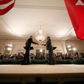 Obama se reúne con François Hollande en la Casa Blanca, Washington. EFE/Win Mcnamee POOL