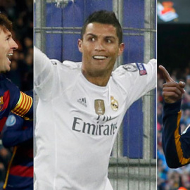 Messi, Cristiano Ronaldo y Neymar. REUTERS