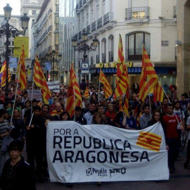 Una manifestación de la organización independentista aragonesa Puyalón.