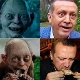 Parte del montaje del médico turco Bilgin Ciftci en el que compara a Erdogan con Gollum.
