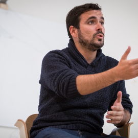 El candidato de Unidad Popular-IU, Alberto Garzón, durante la entrevista- JOSÉ CAMÓ-IU