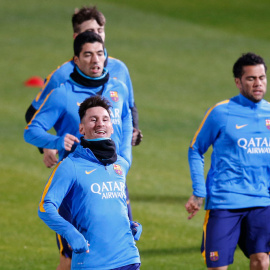Messi, durante el entrenamiento del Barça de este lunes en Tokio. REUTERS/Toru Hanai