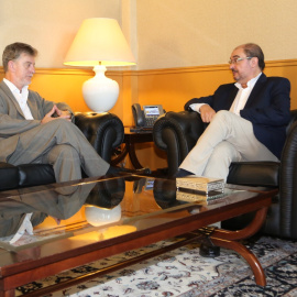 El presidente de Aragón, Javier Lambán, y el alcalde de Zaragoza, Pedro Santisteve.- AYUNTAMIENTO DE ZARAGOZA