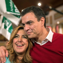 Susana Díaz y Pedro Sánchez, antes del mitin en Torremolinos. EFE/Jorge Zapata