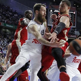 Sergio Rodríguez, durante el partido ante el Estrasburgo.