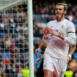 Gareth Bale celebra su tercer gol ante el Rayo Vallecano. EFE/VICTOR LERENA