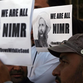Protestas por la ejecución de Nimr Baquir al Minr, el clérigo chií ejecutado por Arabia Saudí. EFE/REHAN KHAN