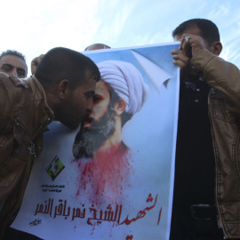 Seguidores de Nimr al-Nimr protestan en Basora (Irak) contra la ejecución del clérigo. REUTERS/Essam Al-Sudani