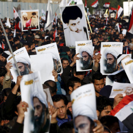 Protesta en Bagdad contra la ejecución de Nimr al-Nimr. REUTERS/Thaier Al-Sudani