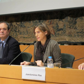 La presidenta del Parlament catalán, Carme Forcadell, durante una rueda de prensa. EUROPA PRESS