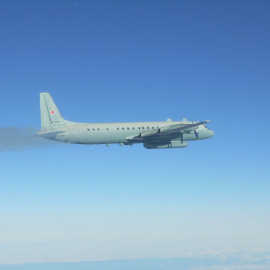 El Ilyushin IL-20 de la fuerza aeroespacial rusa interceptado por Eurofighters españoles. EMAD