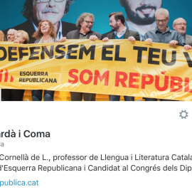 El perfil de twitter de Joan Tardà./Twitter