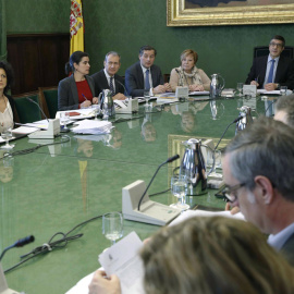 El presidente de la Cámara Baja, Patxi López, en la Junta de Portavoces del Congreso. / EFE