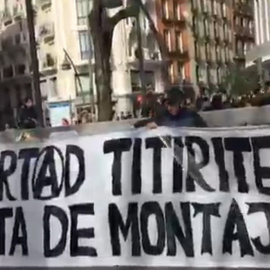 Imagen de la protesta de este domingo en la plaza Tirso de Molina (Madrid)