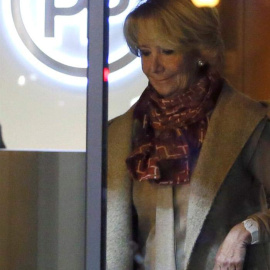 Esperanza Aguirre, en la sede del PP en Madrid. / EFE