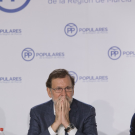 El presidente del Gobierno en funciones, Mariano Rajoy, en su intervención en la Junta Directiva del PP de Murcia.