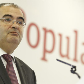 El presidente de Banco Popular, Ángel Ron, en la presentación de los resultados de la entidad. E.P.
