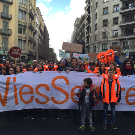 Imagen la marcha en Barcelona por los derechos de los refugiados. M.D.