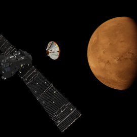 Ilustración de la misión Exomars 2016 a su llegada a Marte. ESA/ATG medialab