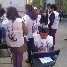 Imagen de la protesta de este miércoles frente al Ayuntamiento de Madrid