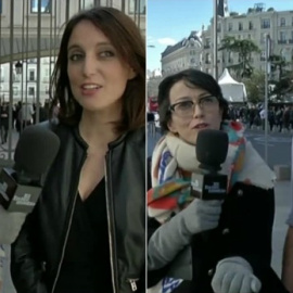 Thais Villas entrevistando a Andrea Levy y a Miguel Vila.