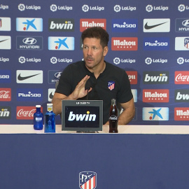 Simeone atiende a los medios antes del partido contra el Celta