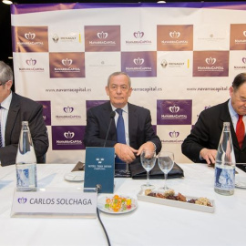 El exministro Carlos Solchaga en el desayuno de Navarra Capital. E.P.