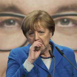 La canciller alemana, Angela Merkel, en Nürtingen. / MARIJAN MURAT (EFE)